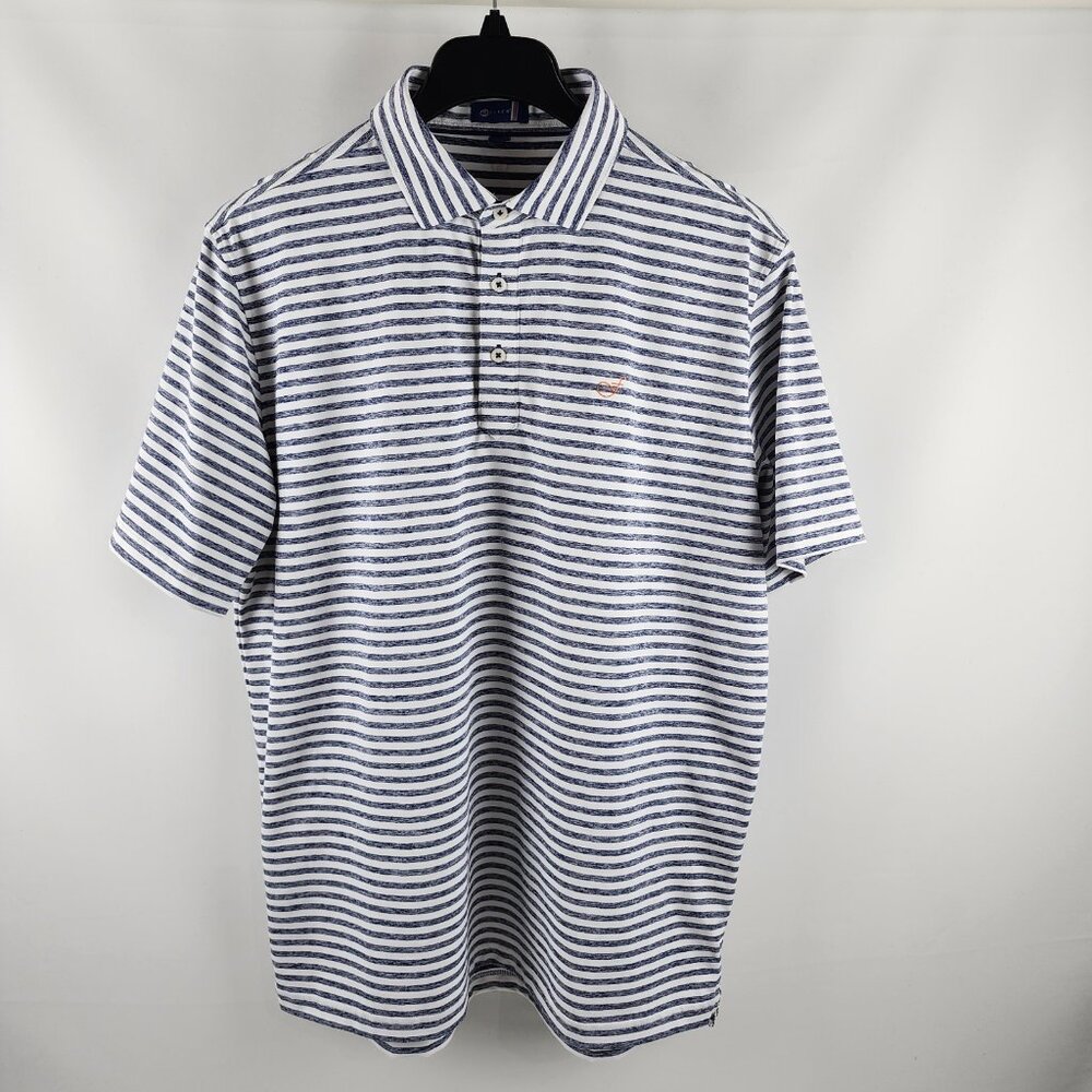 Stitch Shirt Mens Large Blue White Striped S/S Golf Performance Polo 211SA0032